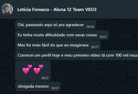 Print de tela mostrando ganhos financeiros após usar o Team VEO3